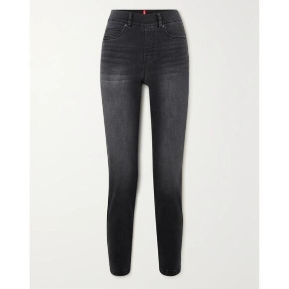 Spanx black skinny jeans sz medium petite pull on WJ179 - Picture 1 of 7